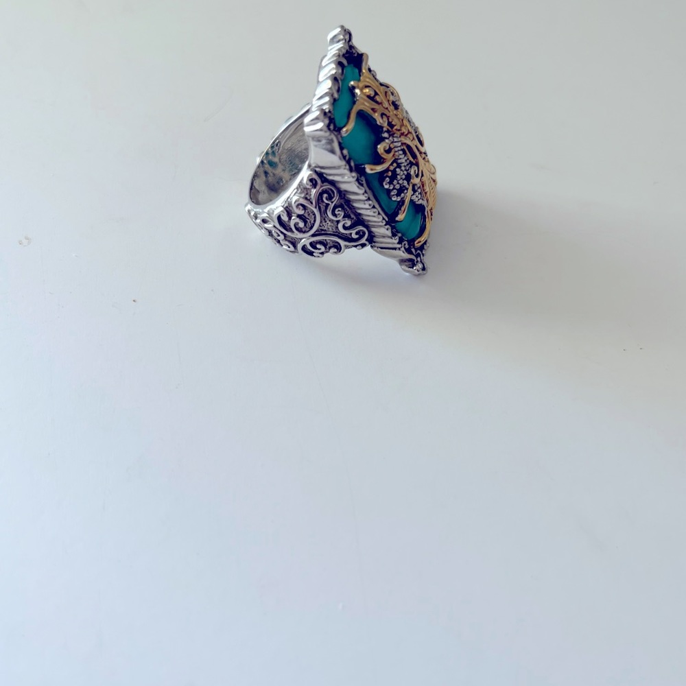 Large Statement Ring Size 9 With Scrolling And Tu… - image 3